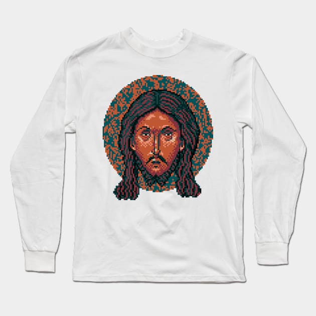 Icon of Christ 16bit - Pixel Art Action Long Sleeve T-Shirt by CyberRex